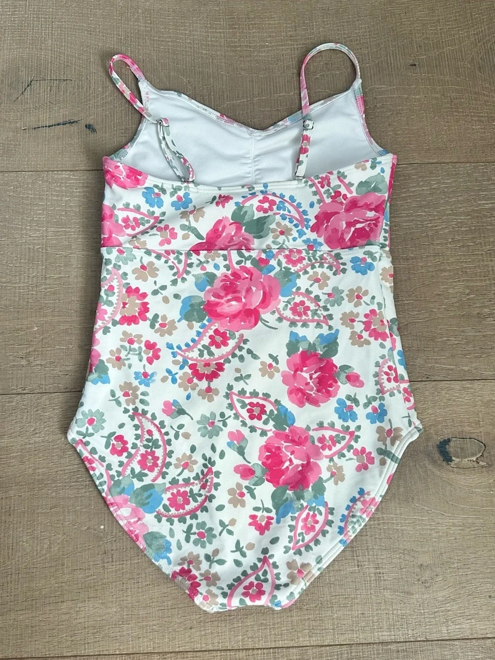 abercrombie kids Floral One-Piece Swimsuit - Pink, Green, Blue on White